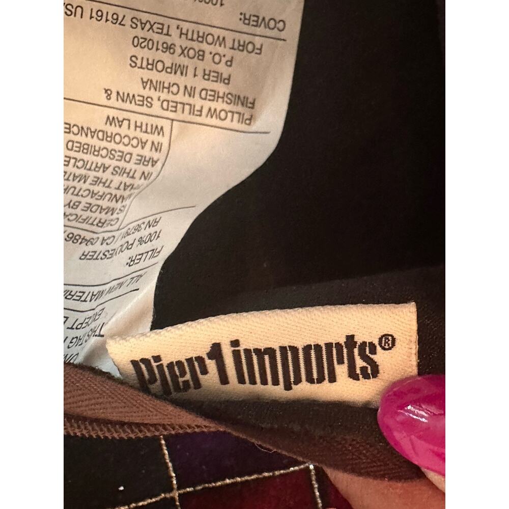 2 Pier 1 Imports Velvet Pillow Sham Cover Diamond Jewel Tone Retired 18 X 18 - Picture 8 of 10